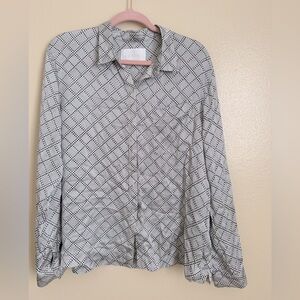 Asceno 100% silk Stylish Checkered Button-Down Shirt‎ size med